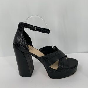 Vince Camuto Gruelie chunky platform sandal shoe black ankle strap snake 9.5